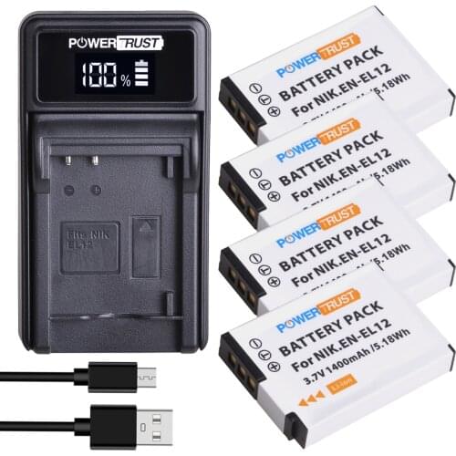 EN-EL12 ENEL12 Battery and LED USB Charger for Nikon Coolpix AW100 AW100s AW110 AW110s AW120 P330 P340 S310 S70 S610 S620 S630