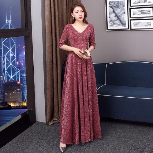 Aswomoye A-Line Evening Dress 2018 New Half Sleeve V-Neck Special Occasion Dress Simple Prom Party Dress robe de soiree