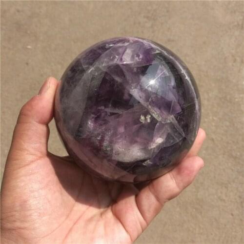 1.57kg Natural Purple Fluorite Quartz Crystal Sphere Ball Healing+Stand LA2069