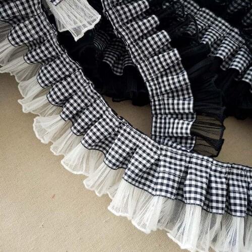 1M Pleated Guipure Plaid Lace Ribbon Trim 6cm Elastic Lace Fabric For Dresses Sewing Decoration Craft Supplies encaje blanco K43