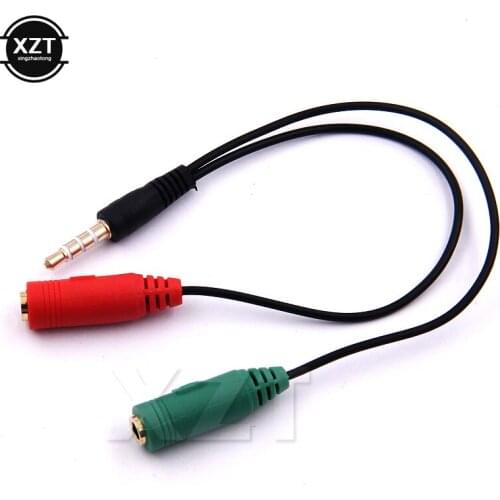 10PCS Male to Earphone Headset + Microphone cable Adaptor for PC iPhone Cell Mobile Phone Pad 3.5mm Audio Stero Splitter newest