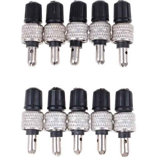 10Pcs Nickel Plated Brass Bike Wheel Tire Valve Core with Cap Bicycle Schrader Valve Ultralight Zinc Alloy MTB Mountain Road