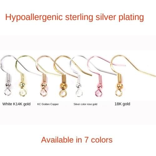 10Pcs S925 Pure Silver Plated Ear Hook Contracted Accessories Sterling Silver Earrings Earrings Product Manual DIY Accessories