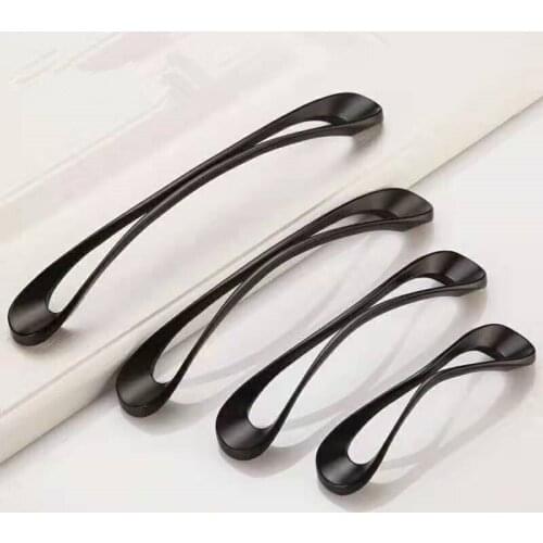 5Pcs Door Handles Zinc Alloy Black 96mm 128mm 160mm 192mm Kitchen Handles Cabinet Cupboard Knob Furniture Drawer Wardrobe Pull