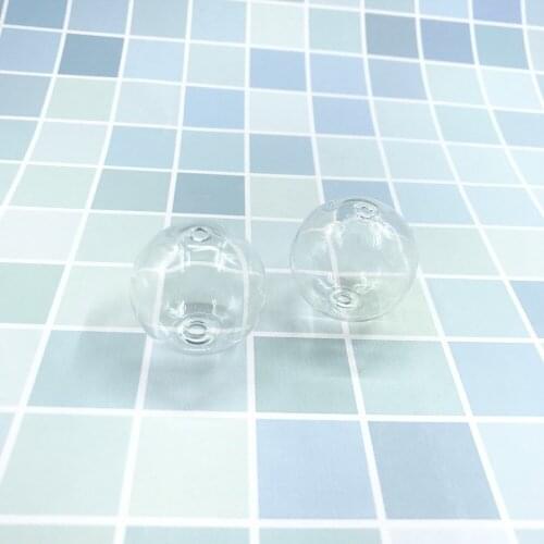 5pcs/lot 30mm clear round ball shape glass globe bubble with 2mm double hole glass vial pendant glass wishing bottle locket gift