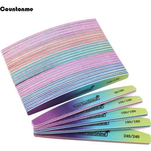 50Pcs Gradient Color Nail Files 80/100/150/180/240 Thick Sandpaper Boat Buffer For Manicure Sanding Supply Nail Accessories Tool