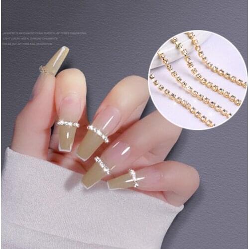 SS4 0.5Meter Gold/Silver Shiny Nail Rhinestone Diamond Chain Nail Ornament Nail Art Decorations DIY Jewelry Nails Accesorios