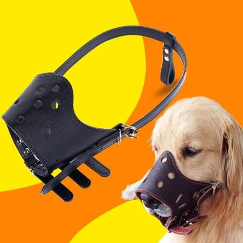 Large Dogs Muzzles PU Leather Muzzles Soft Training Pet Dog Muzzle Adjustable Breathable Mask Anti Bark Bite Chew Safety Muzzles