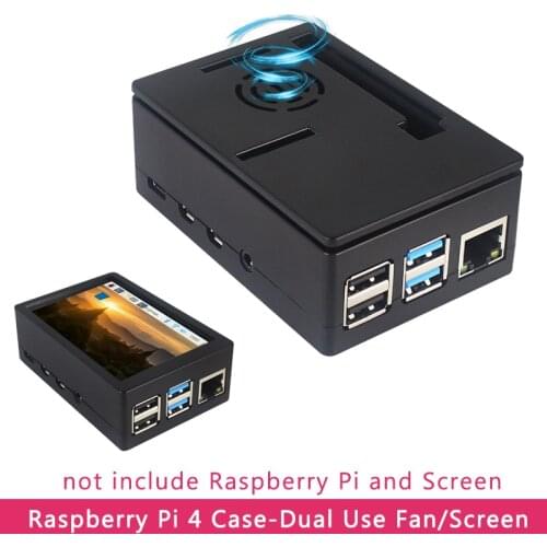 Raspberry Pi 4 ABS Case Black Box Support Cooling Fan and 3.5 Inch Touch Screen