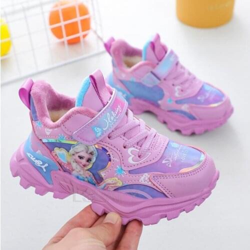 Childrens Shoes Autumn Sneakers For Girls PU Leather Lightweight Kids Frozen Elsa Soft Bottom Running Shoe Tenis Infantil