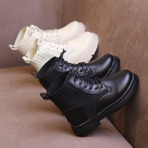 Childrens Boots Winter Shoes Boys Fashion Leather Boots Girls Cotton Boots