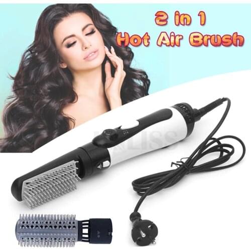 2 IN 1 Hair Dryer Hot Air Brush Styler and Volumizer Hair Straightener Curler Comb Roller One Step Electric Ion Blow Dryer Brush