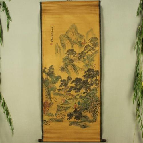 Exquisite Chinese Antique collection Imitation ancient Wang Jian send tea Picture