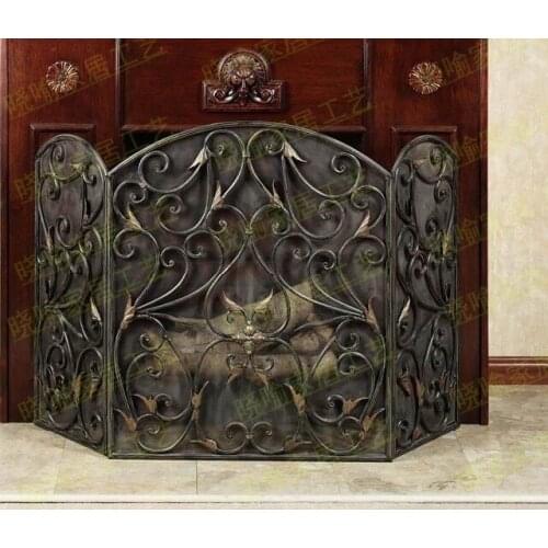 Wrought iron floor mantel The leaves modelling fireplace surround furnace1127