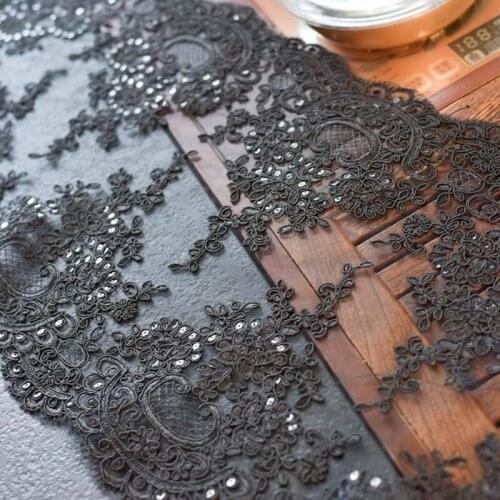 1Yard Lace Trim Sequinned Vintage Decorative Wedding Bridal DIY Craft Sewing Red Black White Fabric Free Shipping