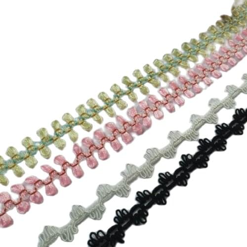 1Yards Latest High Quality Lace Fabric Pink Yellow Ribbon 1.5cm Guipure Bridal Lace Material Sewing Trimmings For Clothing EQ52