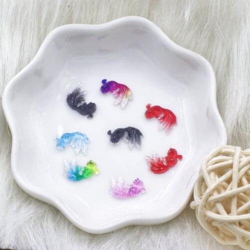 30pcs lovely mini goldfish resin DIY appliques flat back minnow nail art decorations decorative accessories
