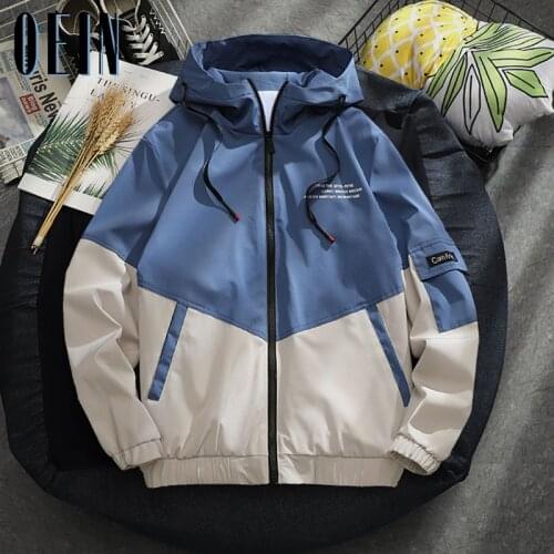 2021 Autumn Clothes Men Bomber Jackets Patchwork Zipper Outwear Hooded Wadded Coat Slim Mens Overcoats Fashion Printed Jacket