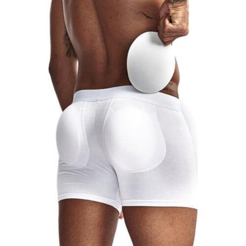 Men Fake Butt Shorts Sexy Booty Enhancer Shaper Removable Pads Ass Underwear Male Tummy Control Panties