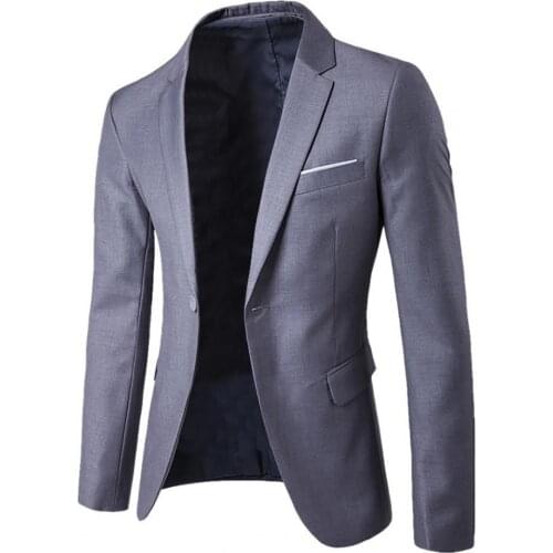 Men Solid Color Long Sleeve Lapel Slim Button Men Fashion Business Suit Autumn Wedding Vintage Classic Blazers Set