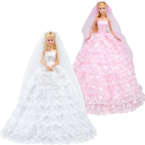 2019 New Long Tail Doll Wedding Party Dress with 9 Layers Luxury Fashion Gown Princess Dress For 1/6 Barbie Doll Accessories