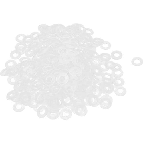New 200 pcs M3 x 6mm x 0.5mm plastic round flat washer seal ring clear