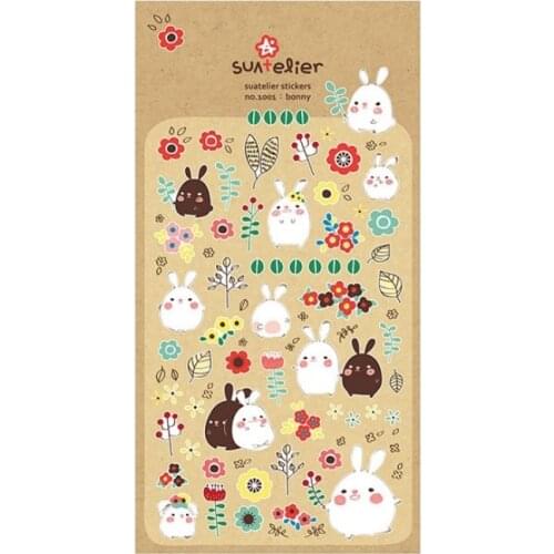 Origin Korea Sonia Scrapbooking High Quality Paper Sticker Bonny Rabit And Petal DIY Diary Craft Decoration Suatelier Stickers