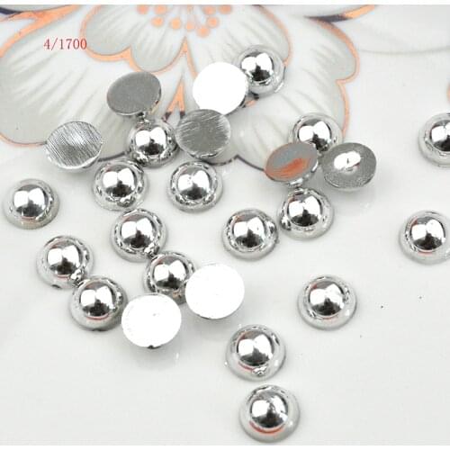 FLTMRH 200pcs 4mm Flatback Half Round Plastic ABS Imitation Beige Pearl Craft Beads For DIY Jewelry Craft Scrapbook Decoration