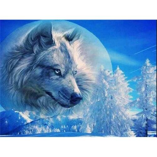 Full Drill Square Diamond Painting Wolf Craft Kit 5D DIY Diamond Embroidery Animal Mosaic Snow Picture Of Rhinestone Wall Art
