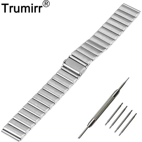 24mm Stainless Steel Watch Band for Sony Smartwatch 2 SW2 Folding Buckle Strap Wrist Belt Bracelet Black Silver + Spring Bar