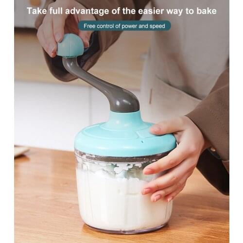 Manual Egg Beater With 1500ml Pot Durable Low Noise Hand Crank Cream Stiring Foam Fast Mixer Whisk Kitchen Baking Tool