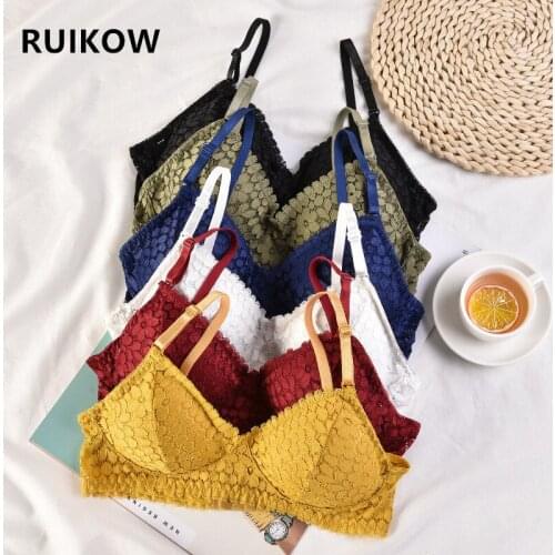 RUIKOW 2020 New Underwear Muti-Color Feminine Lace Cropped Tube Tops WireFree Beauty Back Bras Push Up Tops for Women Lingeria