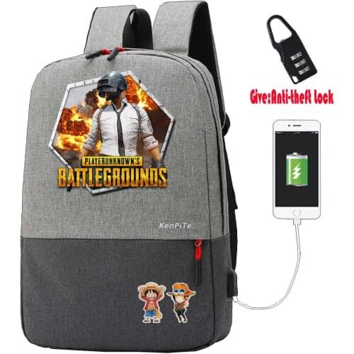 Anime game PUBG Anti-theft USB Charging Backpack Men Women Laptop Shoulder Bag Work Casual Travel Bags student bookbag