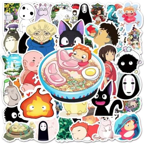 10/30/50PCS Anime Hayao Miyazaki My Neighbor Totoro Spirited Away Cute Girl Stickers Laptop Car Refrigerator Decoration Sticker