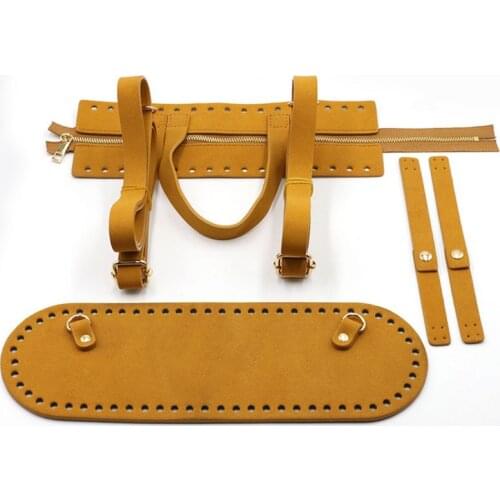 4Pieces/Set DIY Handmade Pouch Crochet Handbag Accessories Artificial Leather Zipper Strip Bag Bottom Shoulder Strap