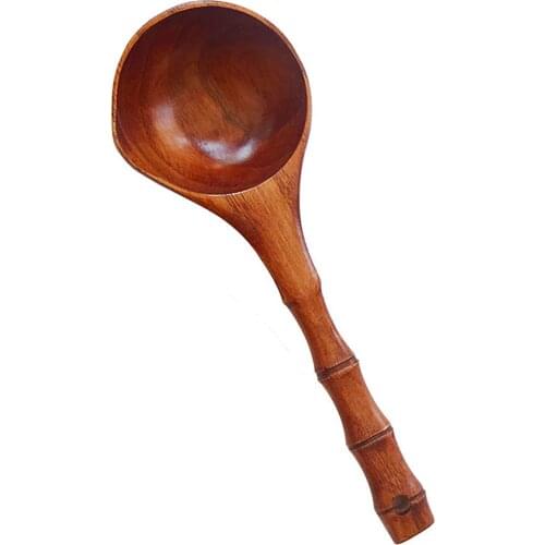 Soup Scoops Household Simple Spoon Cooking Utensil Wooden Creative Durable Long Handle Flatware Hollowed Out Catering Tableware