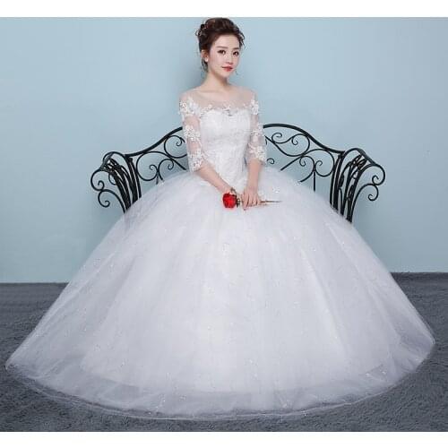 Wedding Dress 2019 Bride Ball Grown Lace Up Wedding Dresses Plus Size Fashion Dresses Princess