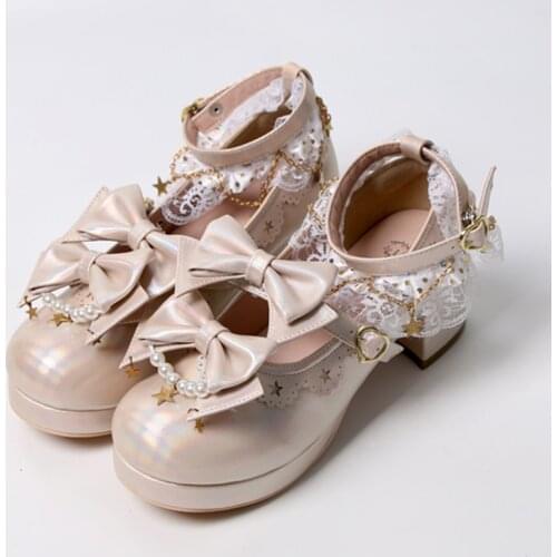 Lolita bow with round head girl student shoes JK Uniform Lolita Shoes Low Heel Round Head Bowknot Princess Kawaii Girl Shoes