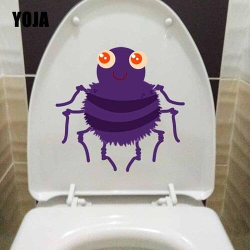 YOJA 23.1X22.3CM Modern Art Wall Sticker Toilet Decal Funny Cartoon Spider Kids Room Decoration T5-1338