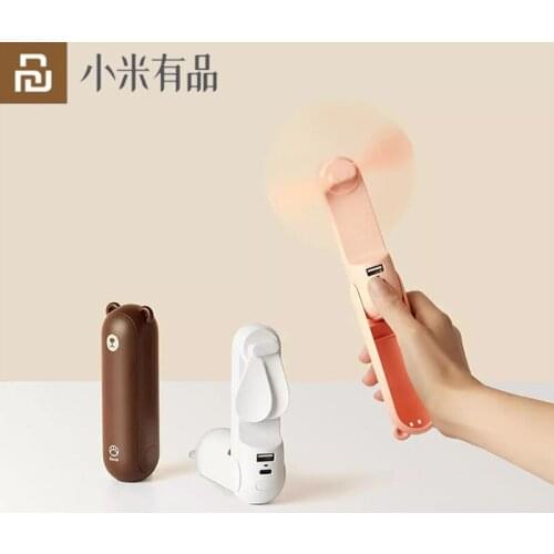 Youpin F8 Mini Fan USB Handheld Fan Rechargeable Foldable Clip Hand Fan 3-Gear Wind 46 Hour Endurance Power Bank Flashlight
