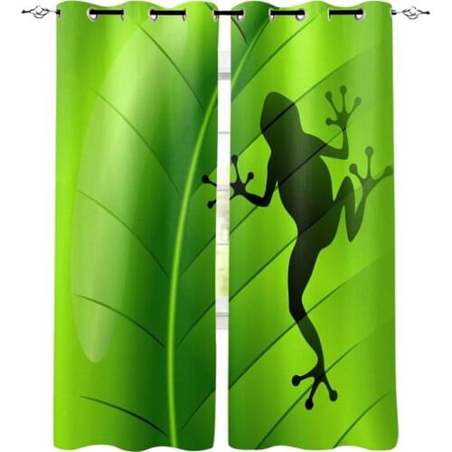 Animal Frog Green Leaf Plant Curtains For Kids Living Room Kitchen Curtain Home Bedroom Drapes Window Treatment