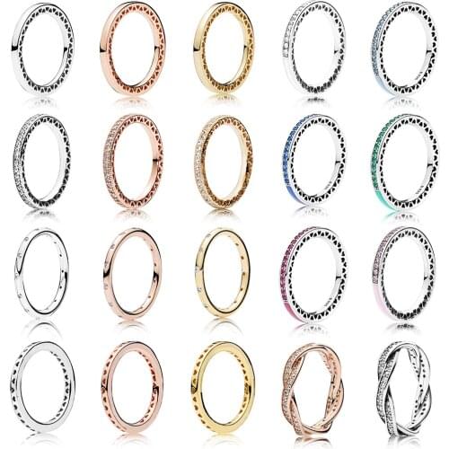 2019 New Hot Sale 100% 925 Sterling Silver And 14 Color Ring Ladies Jewelry Rose Gold Drop Fashion Wedding Anniversary Ring
