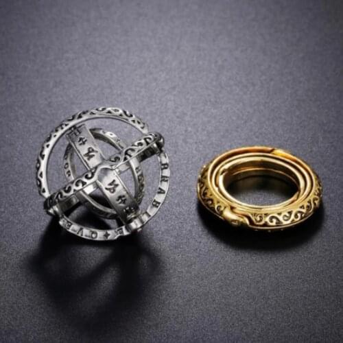 Gold Astronomical Ball Ring for Women Mood Rings Creative Complex Rotating Cosmic Letter Finger Ring Men Fashion Jewelry Gifts