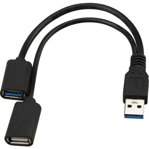 1PC USB 3.0 A 1 male to 2 Dual USB Female Data Hub Power Adapter Y Splitter USB Charging Power Cable Cord Extension Cable 39CM