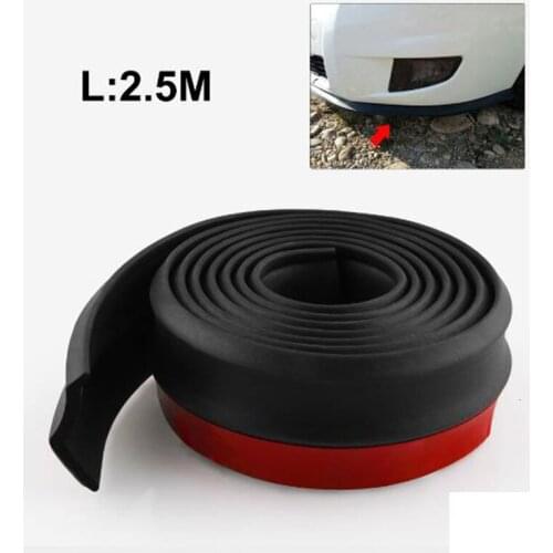 2.5m car protector front bumper lip car sticker car front shovel side skirt anti-collision rubber strip carbon fiber strip
