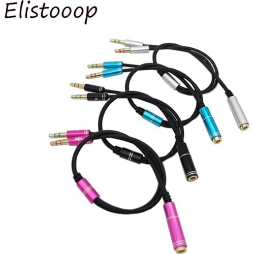 3.5mm Jack Microphone Headset Audio Splitter Cable Female to 2 Male Headphone Mic Aux Extension Cables For Laptops Desktop PC