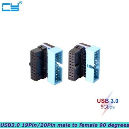 USB 3.0 20pin Male to Female Extension Adapter Up Down Angled 90 Degree for Asus Gigabyte Msi Onda Inte Lenovo USB3 Motherboard