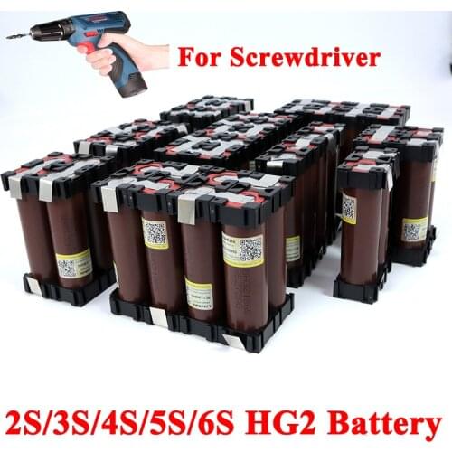 18650 HG2 2S 3S 4S 5S 6S 8S 3000mAh 6000mAh 20 amps 12.6V 14.8V 18V 25.2V 29.6V For screwdriver batteries sweat battery pack