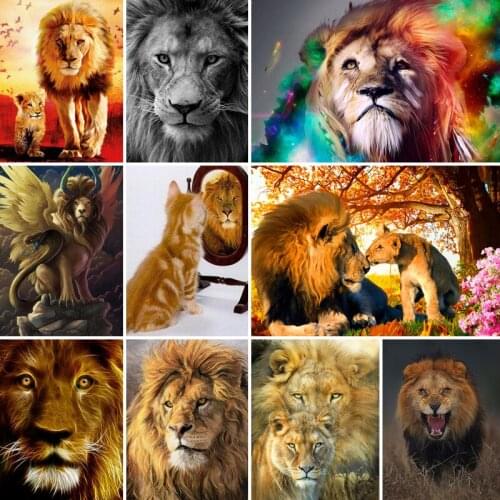40x50x60x70 diamond painting 5D Full Square embroidery mosaic Cross Stitch Cute animal ferocious lion DIY home Decoration gift