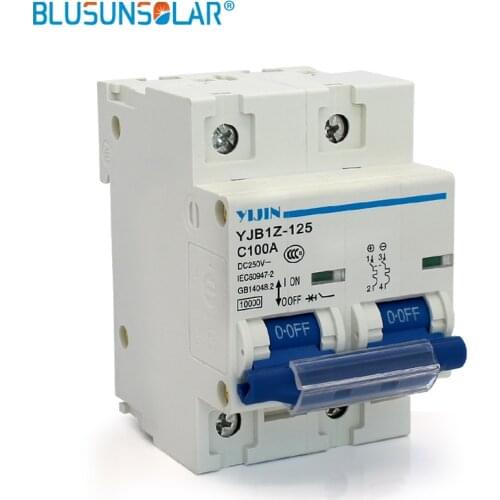 1 pieces 2P 100A DC440V MCB Circuit Breaker For Solar PV Power System Protection Disconnect Switch use to 35mm Din Rail